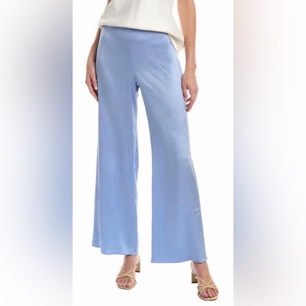 NWT $395 Vince Satin Blue Wide-Leg Women's Pants Size M